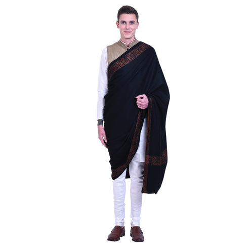 Men's Pure Wool Border Shawl